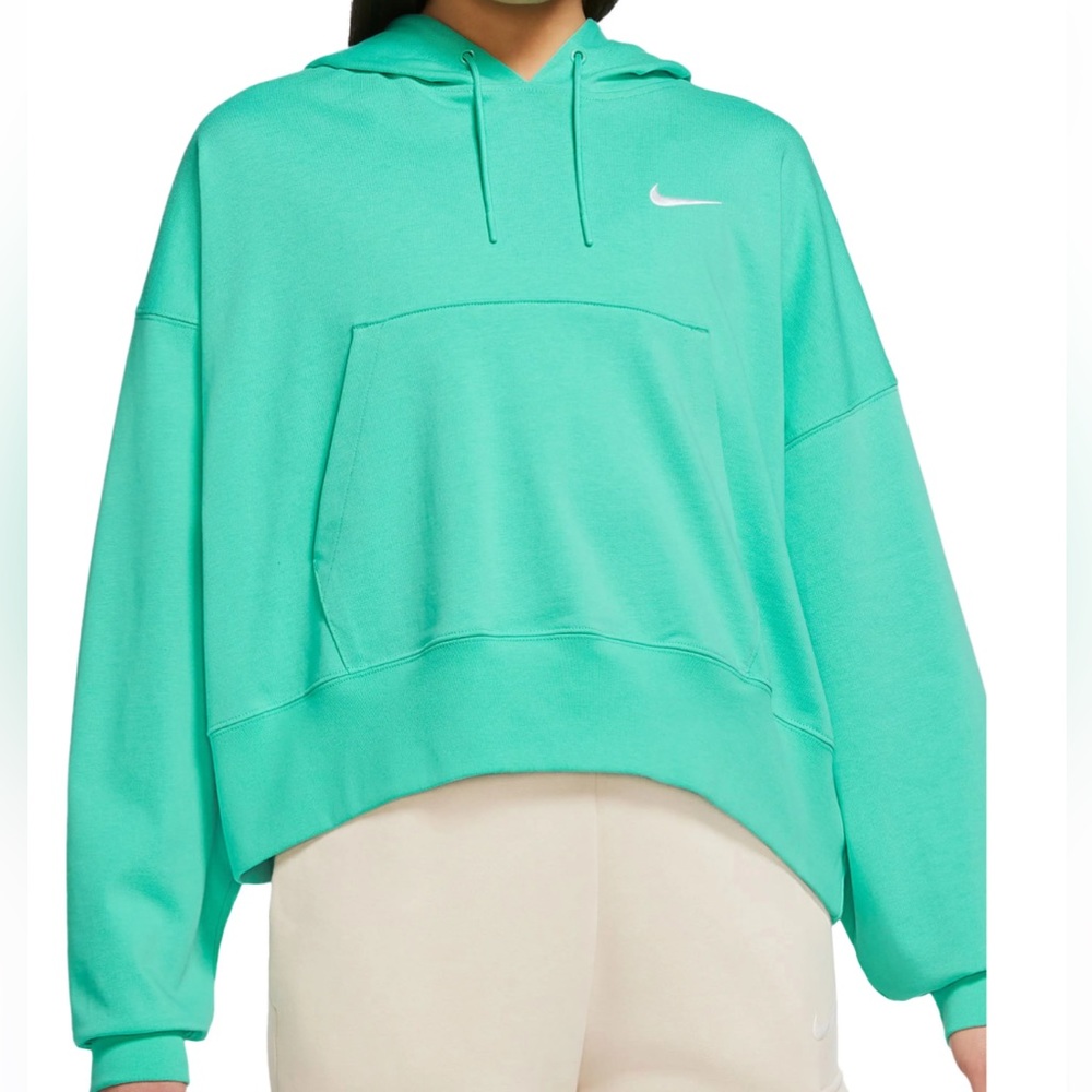 NWT! Nike Sportswear Oversize Cotton Jersey Hoodie Light Menta/ Green Teal Large